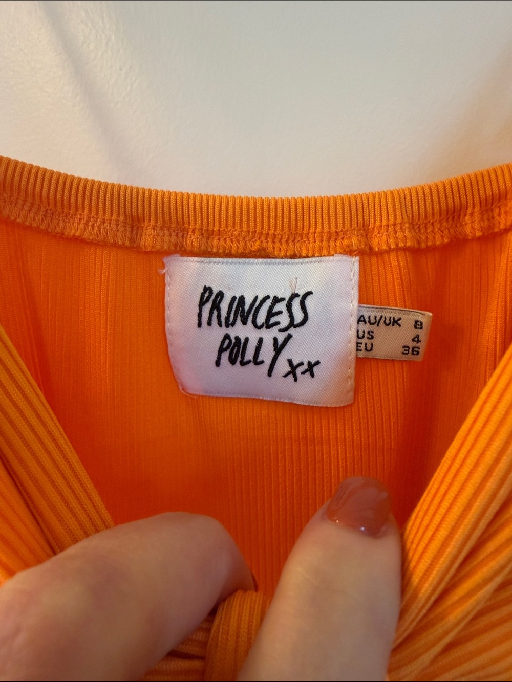 Princess Polly Bright Orange Ribbed Tie-Front Mini Dress - Picture 3 of 6